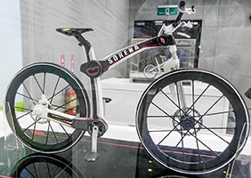 prototype bike with single fork and single chain stay